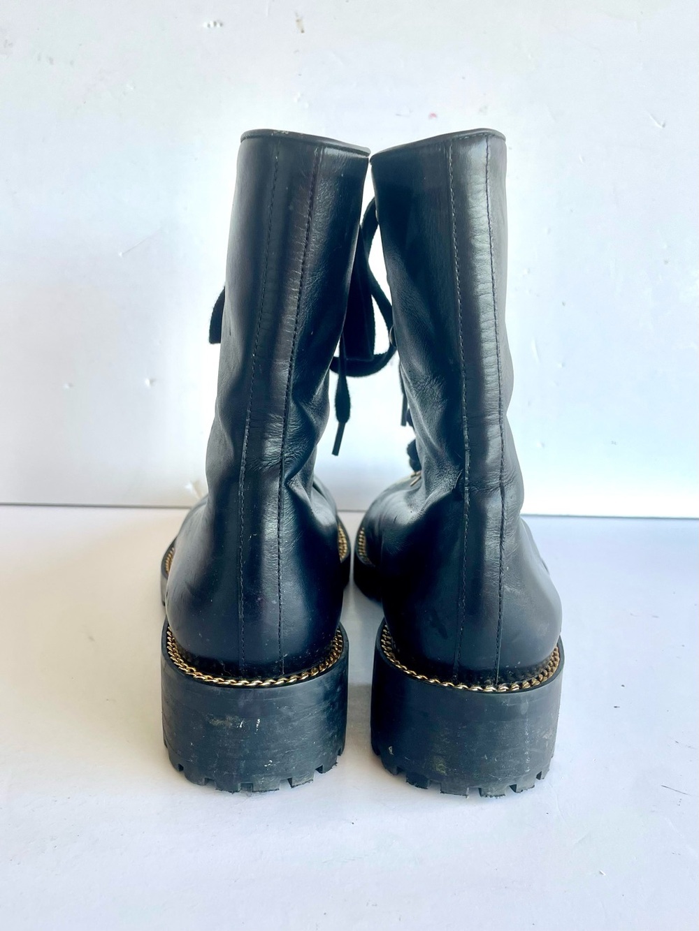 Stuart Weitzman Women's Kolbie Leather Combat Boots Size 8B/38.5 - Picture 3 of 9